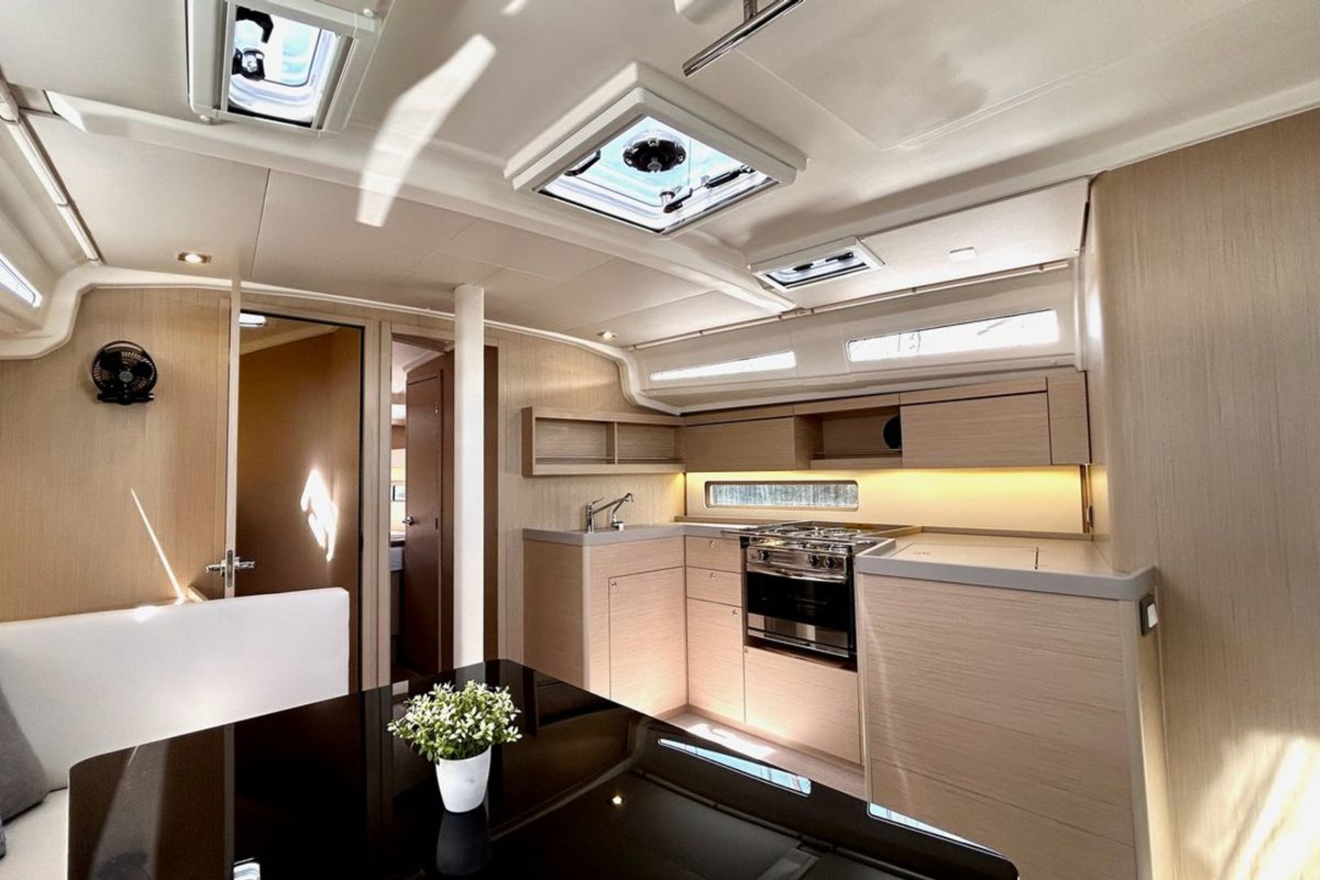 Galley of Valkyrie, a Beneteau Oceanis 40.1 sailboat at Kontokali, Greece