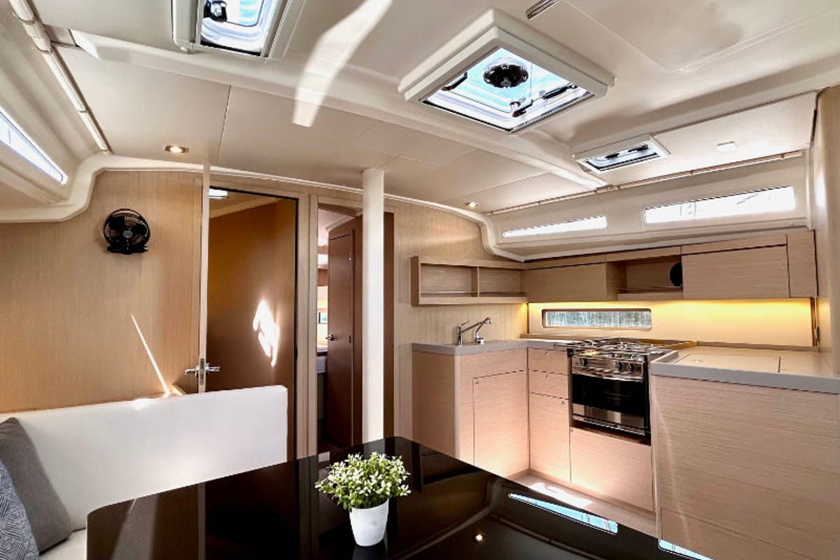 Galley of Valkyrie, a Beneteau Oceanis 40.1 sailboat at Kontokali, Greece