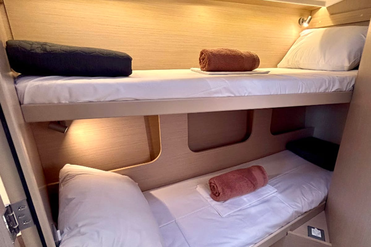 Cabin on Valkyrie, a Beneteau Oceanis 40.1 sailboat at Kontokali, Greece