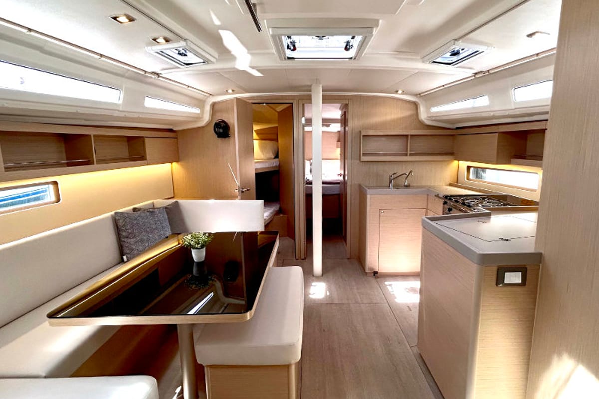 Cabin on Valkyrie, a Beneteau Oceanis 40.1 sailboat at Kontokali, Greece