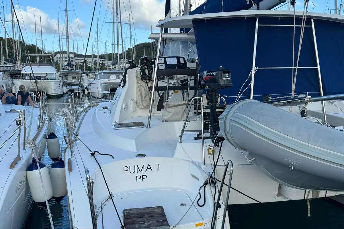 Exterior view of Oscar II, a Lagoon 380 catamaran at Alameda, United States
