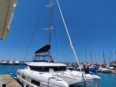 Exterior view of Keep Sailing V, a Lagoon 46 catamaran at Santa Eulària des Riu, Spain
