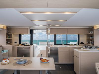 Galley of Keep Sailing V, a Lagoon 46 catamaran at Santa Eulària des Riu, Spain