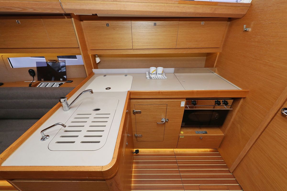 Galley of Phonix II, a Dufour 412 GL sailboat at Grad Biograd na Moru, Croatia