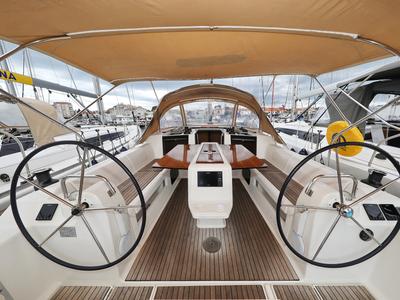 Cockpit of Phonix II, a Dufour 412 GL sailboat at Grad Biograd na Moru, Croatia