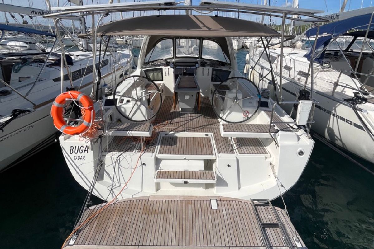 Exterior view of BUGA, a Beneteau Oceanis 41.1 sailboat at Općina Sukošan, Croatia