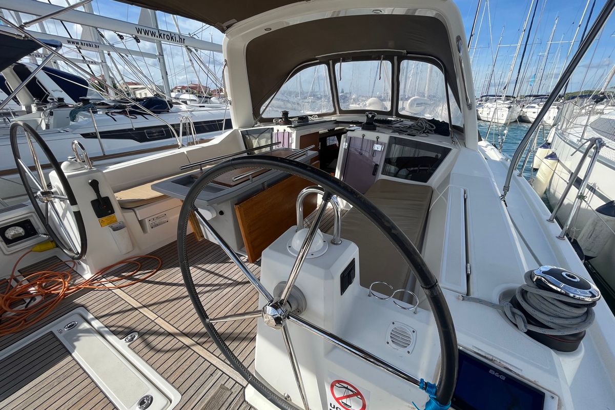 Cockpit of BUGA, a Beneteau Oceanis 41.1 sailboat at Općina Sukošan, Croatia