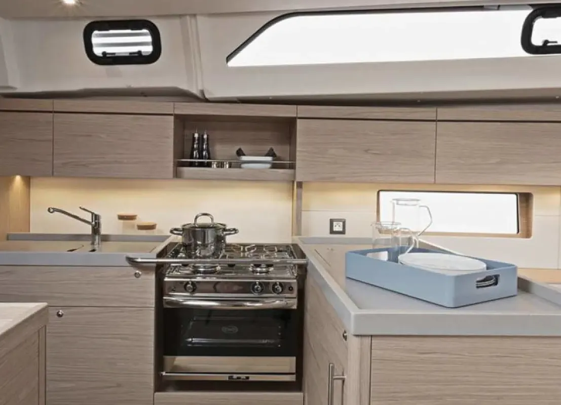 Galley of Oceanis 461/3/3 Premium, a Beneteau Oceanis 461 sailboat at Grand Anse, Grenada