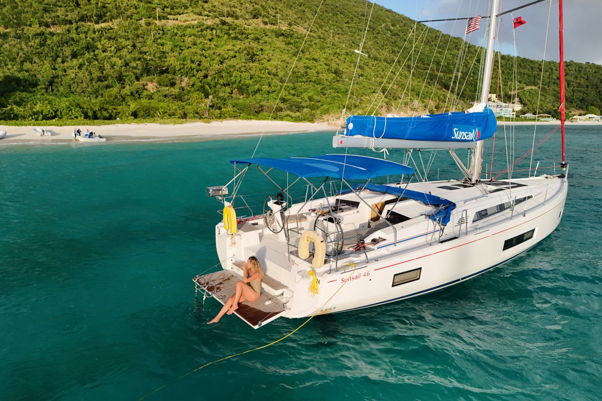 Exterior view of Oceanis 461/3/3 Premium, a Beneteau Oceanis 461 sailboat at Grand Anse, Grenada