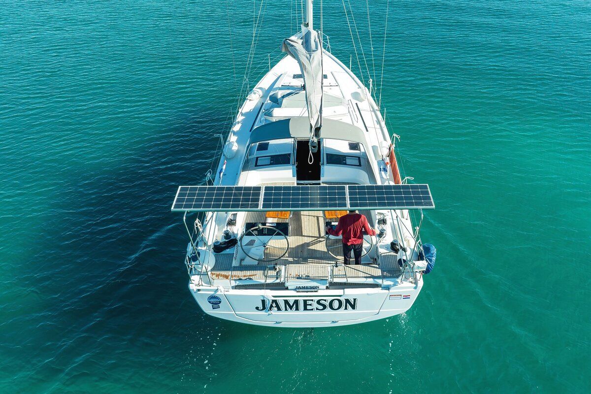 Exterior view of Jameson, a Hanse Yachts Hanse 460 sailboat at Grad Biograd na Moru, Croatia
