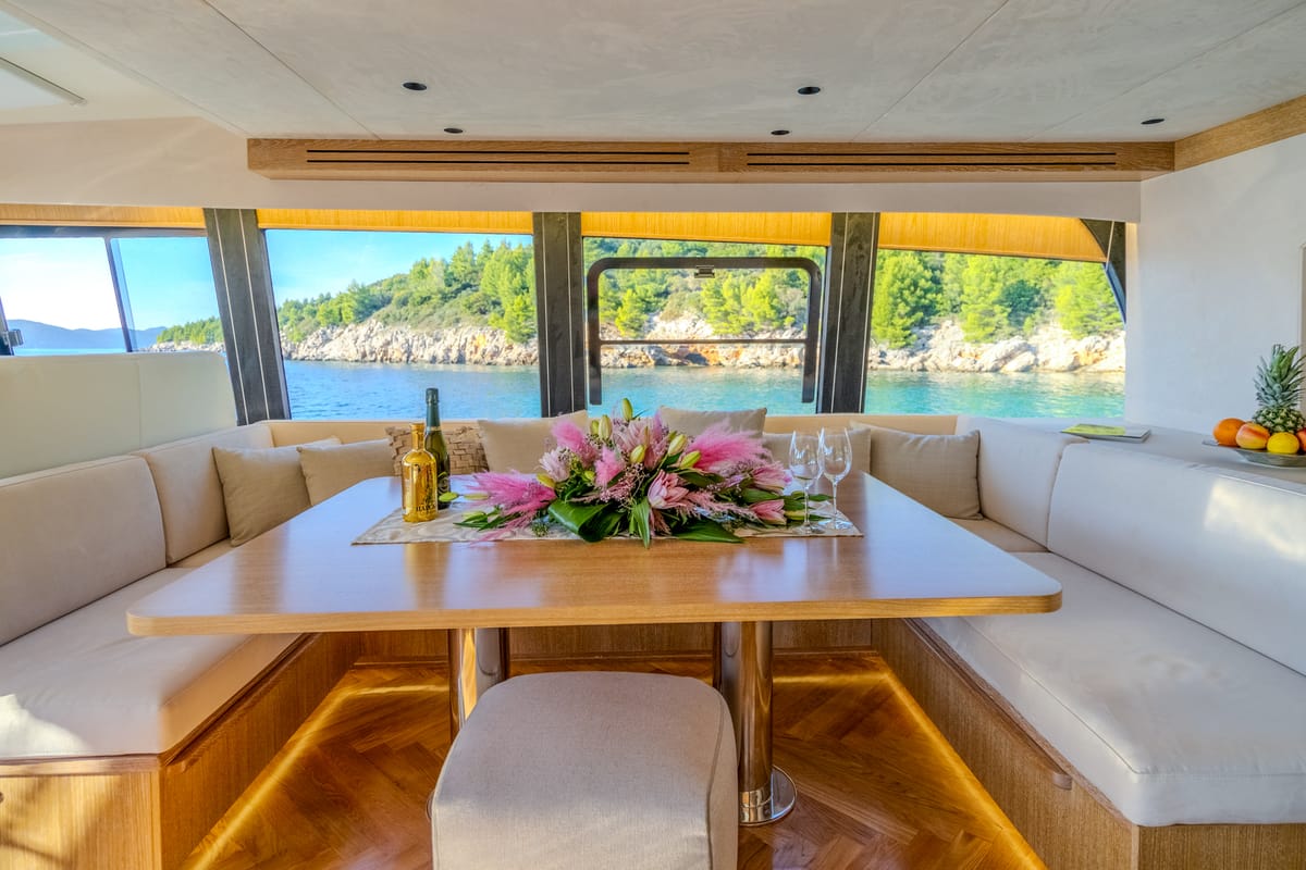 Salon of Cloud 9, a Gulet Motoryacht yacht at Dubrovnik, Croatia