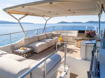 Cockpit of Cloud 9, a Gulet Motoryacht yacht at Dubrovnik, Croatia