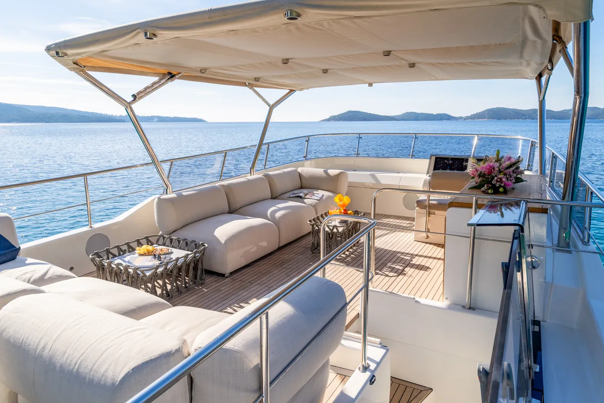 Cockpit of Cloud 9, a Gulet Motoryacht yacht at Dubrovnik, Croatia
