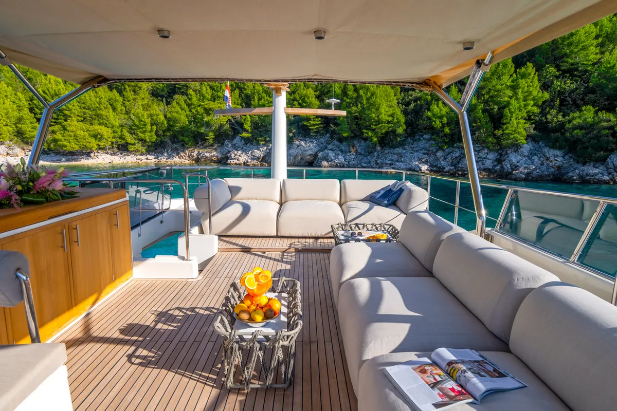 Deck of Cloud 9, a Gulet Motoryacht yacht at Dubrovnik, Croatia