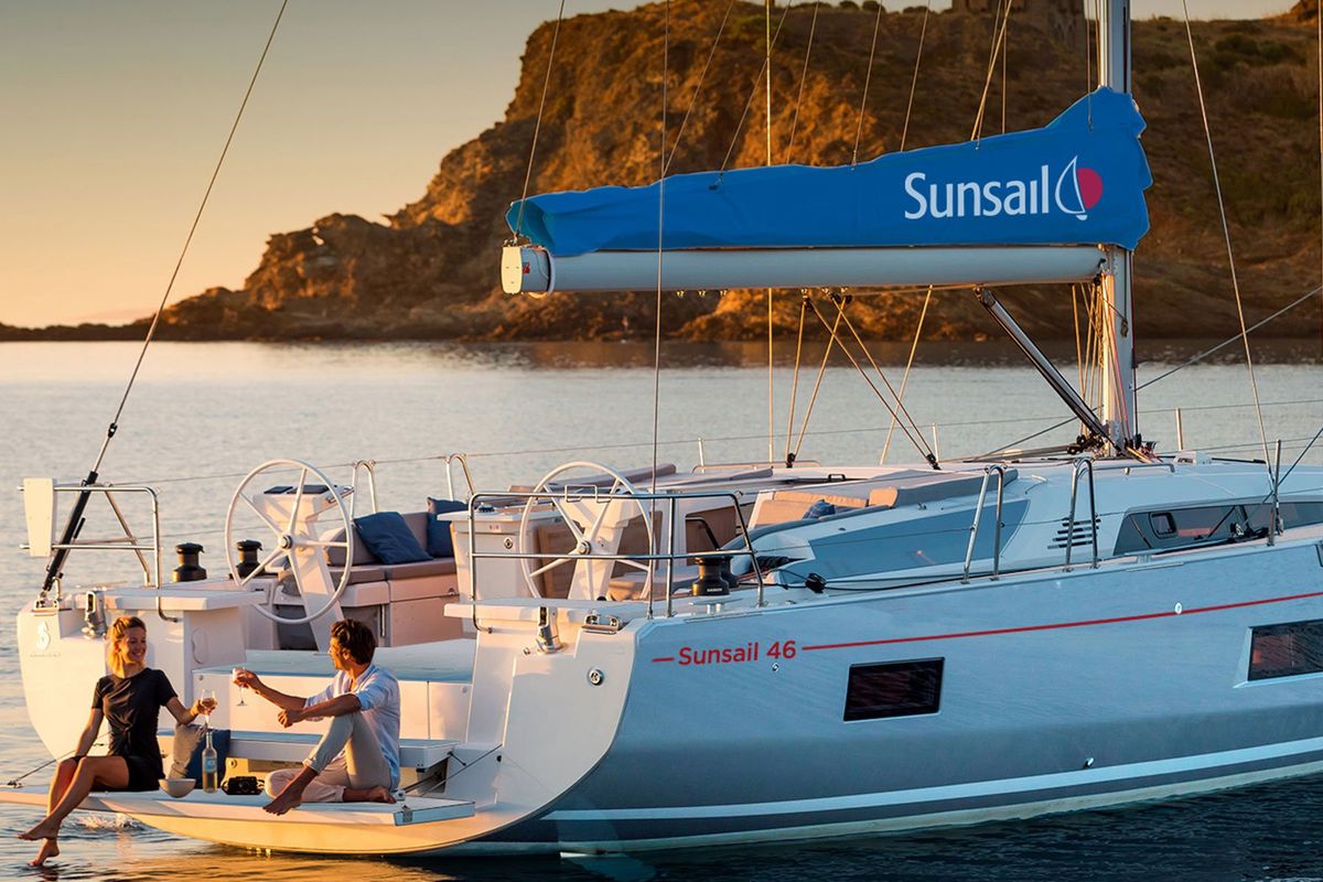 Exterior view of Oceanis 461/3/3 Premium, a Beneteau Oceanis 461 sailboat at English Harbour, Antigua and Barbuda