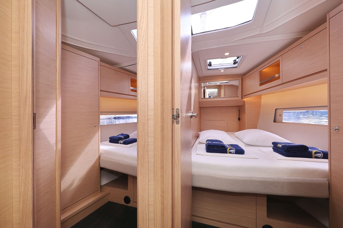 Cabin on Tango, a Dufour 470 sailboat at Grad Trogir, Croatia