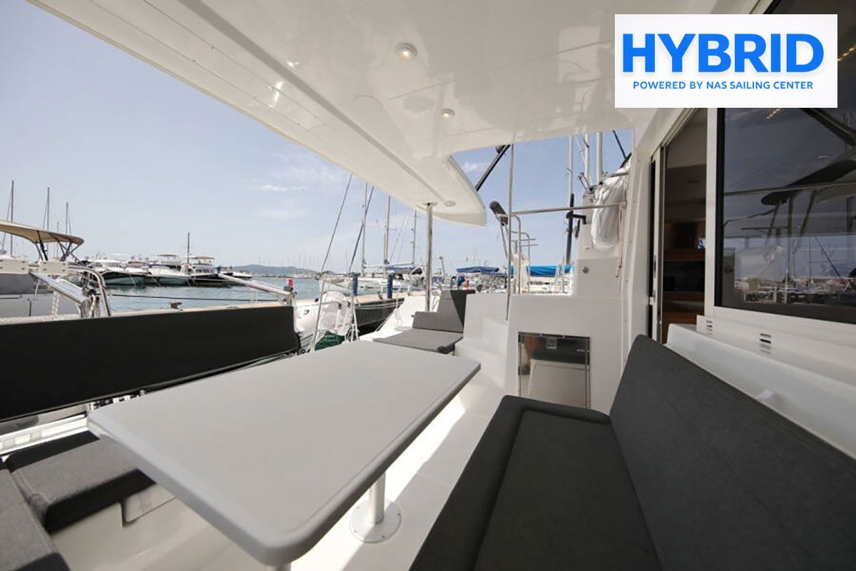 Deck of Independent I, a Lagoon 400 S2 catamaran at Punat, Croatia