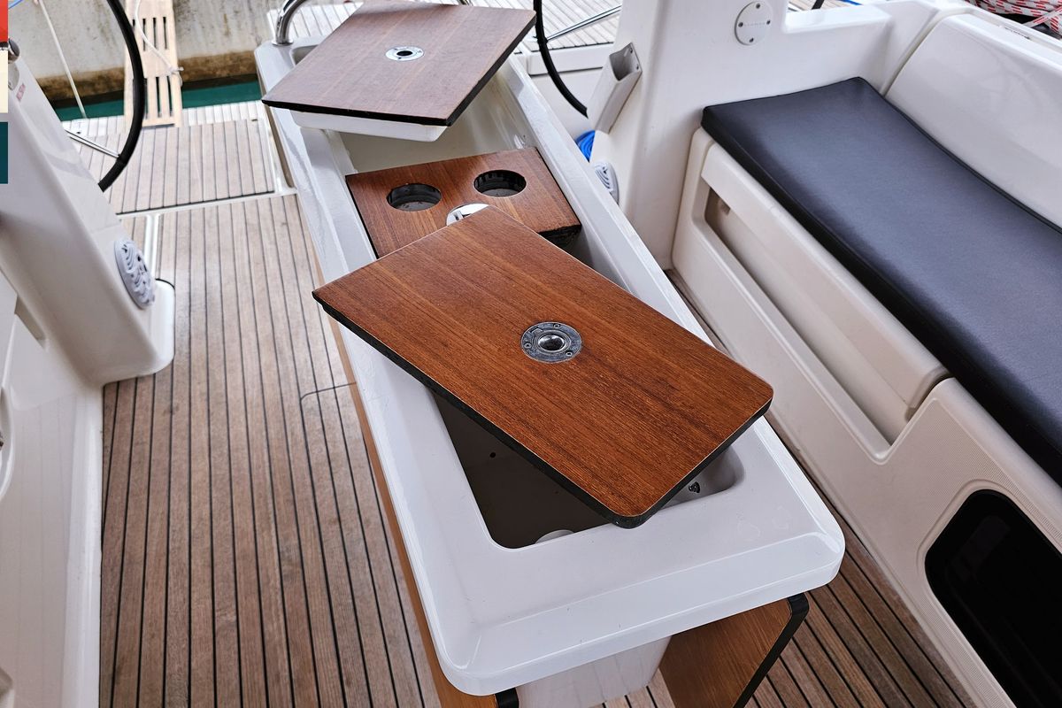 Deck of Nadine AC/Gen, a Dufour 460 Grand Large sailboat at Općina Rogoznica, Croatia