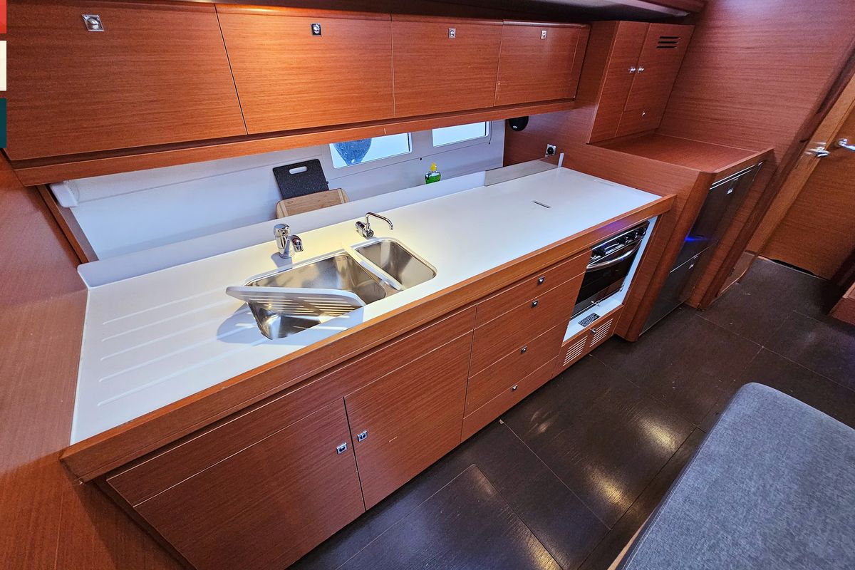 Galley of Nadine AC/Gen, a Dufour 460 Grand Large sailboat at Općina Rogoznica, Croatia