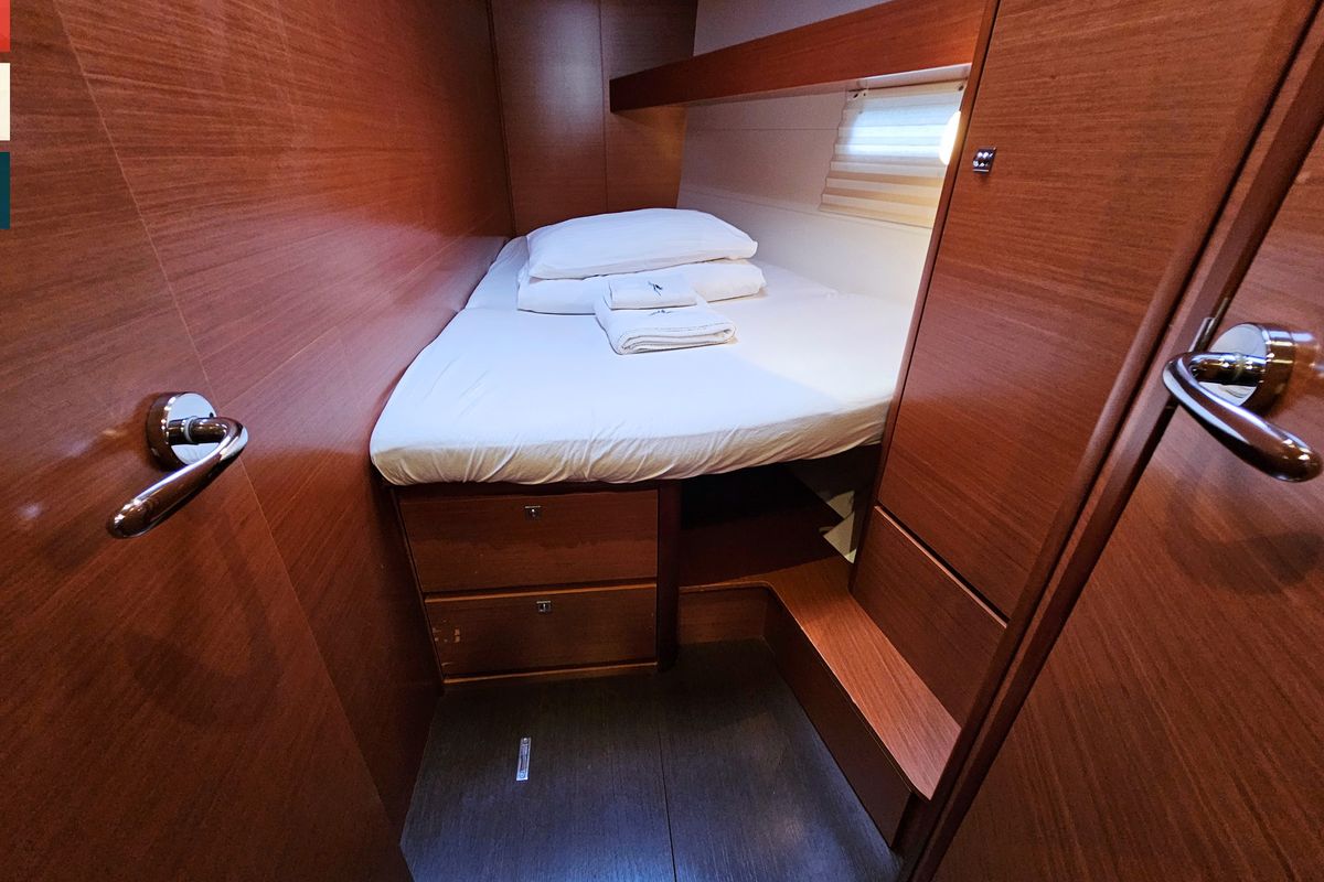 Cabin on Nadine AC/Gen, a Dufour 460 Grand Large sailboat at Općina Rogoznica, Croatia