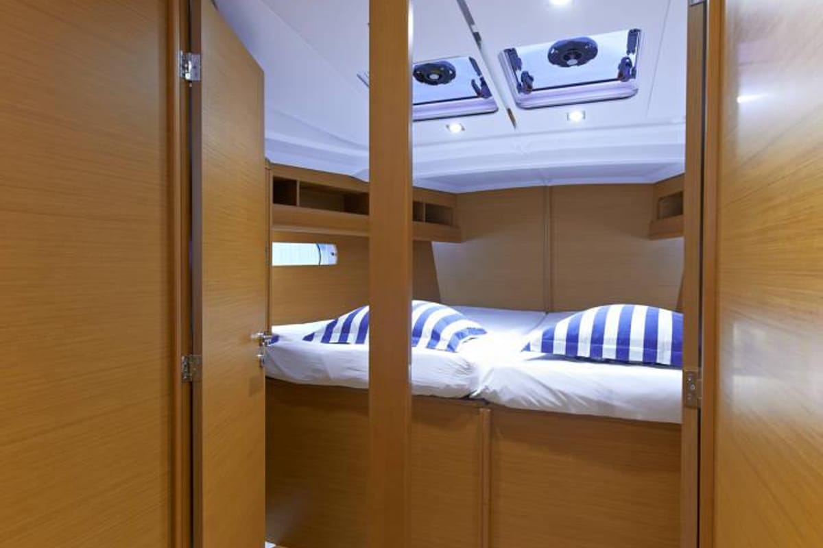 Cabin on Joy, a Jeanneau Sun Odyssey 479 sailboat at Municipal Unit of Elefsina, Greece