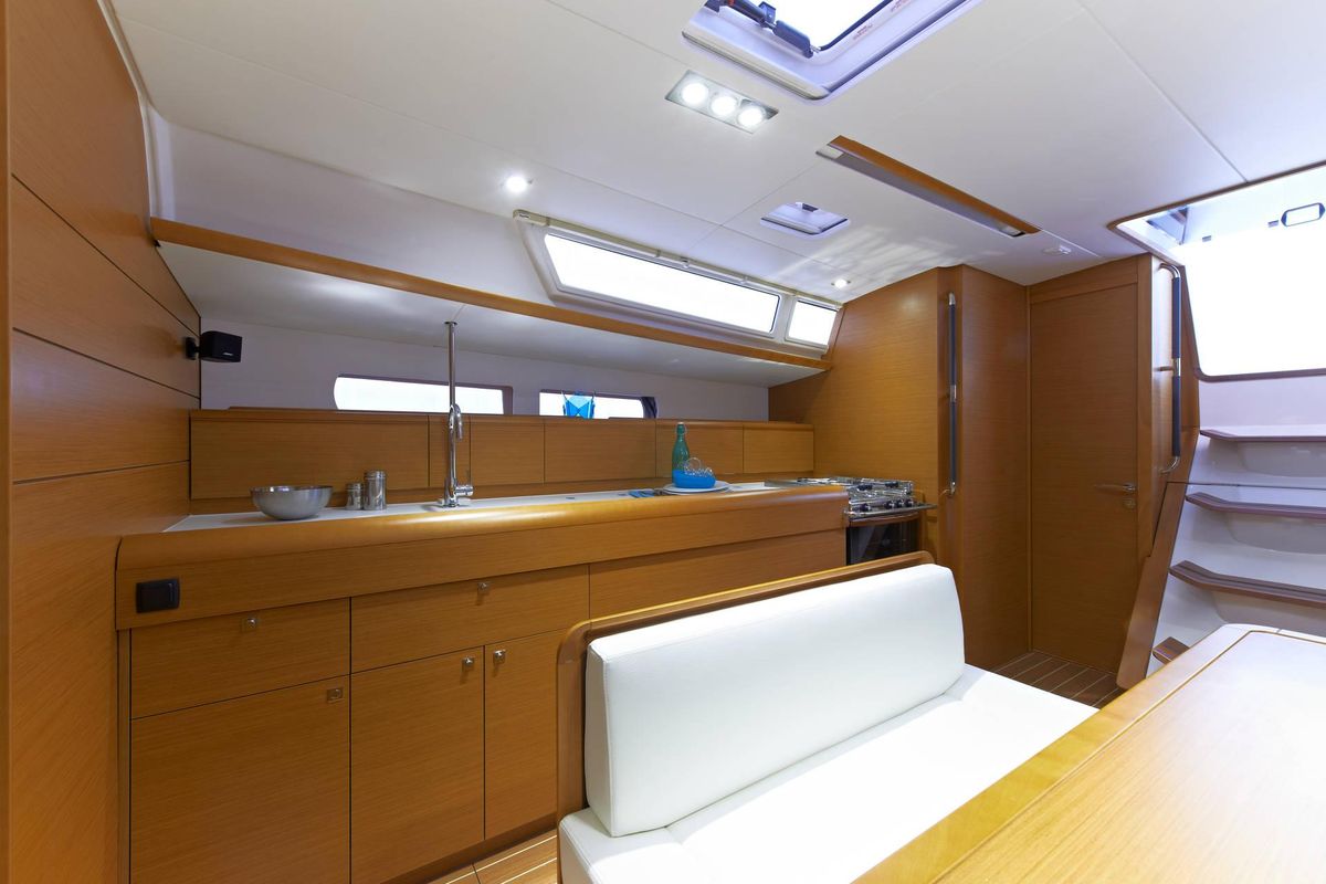 Galley of Joy, a Jeanneau Sun Odyssey 479 sailboat at Municipal Unit of Elefsina, Greece