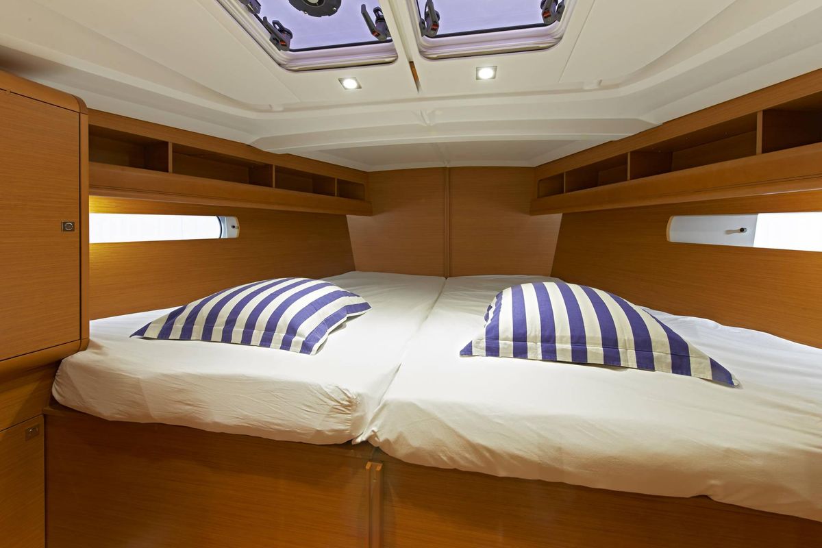 Cabin on Joy, a Jeanneau Sun Odyssey 479 sailboat at Municipal Unit of Elefsina, Greece