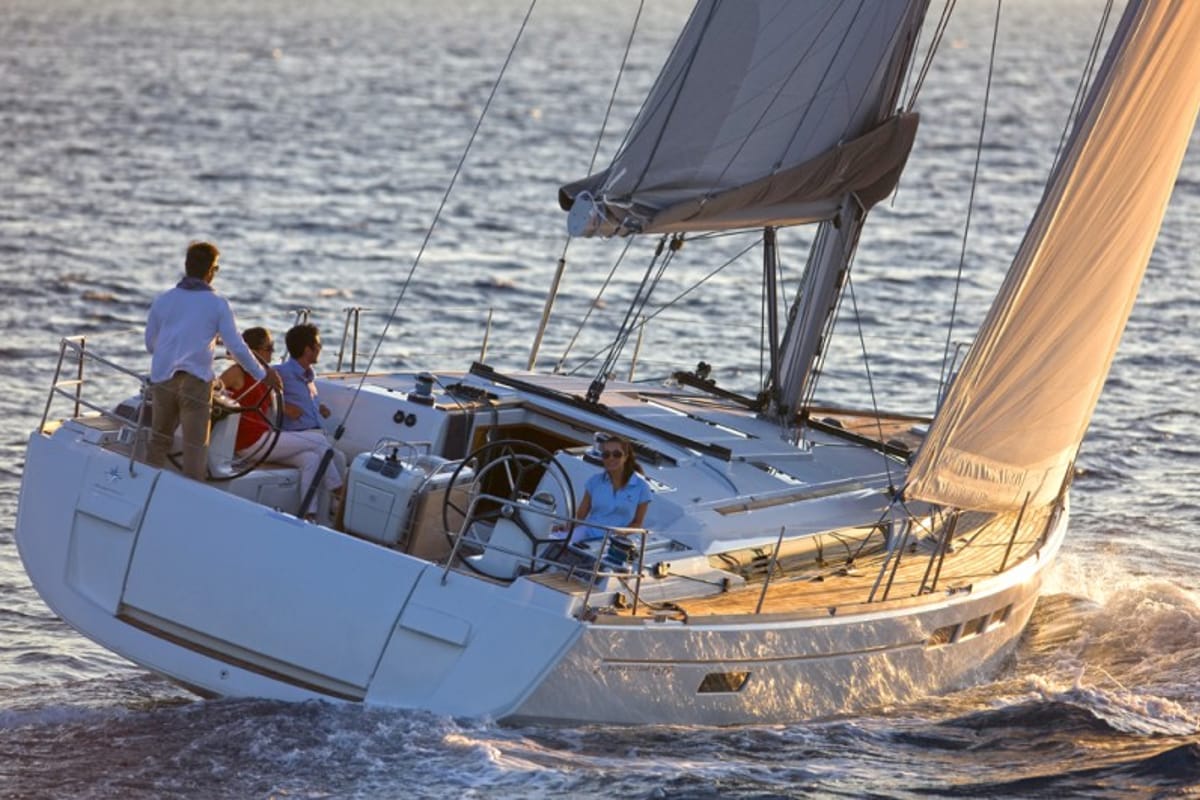 Exterior view of Freyja, a Jeanneau Sun Odyssey 519 sailboat at Seget Donji, Croatia