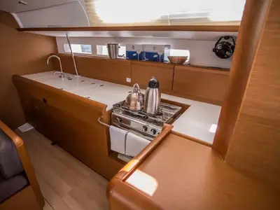 Galley of Freyja, a Jeanneau Sun Odyssey 519 sailboat at Seget Donji, Croatia
