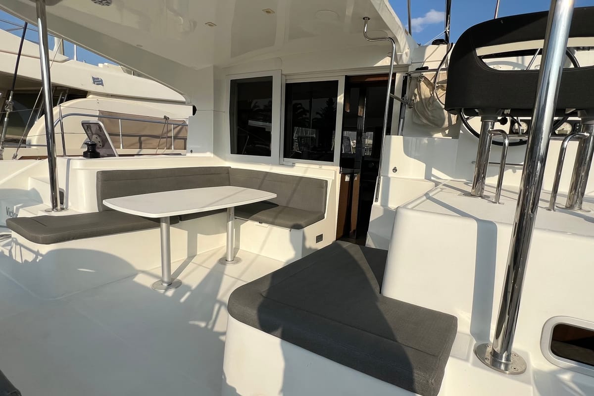Deck of Andromeda, a Lagoon 40 catamaran at Athens, Greece