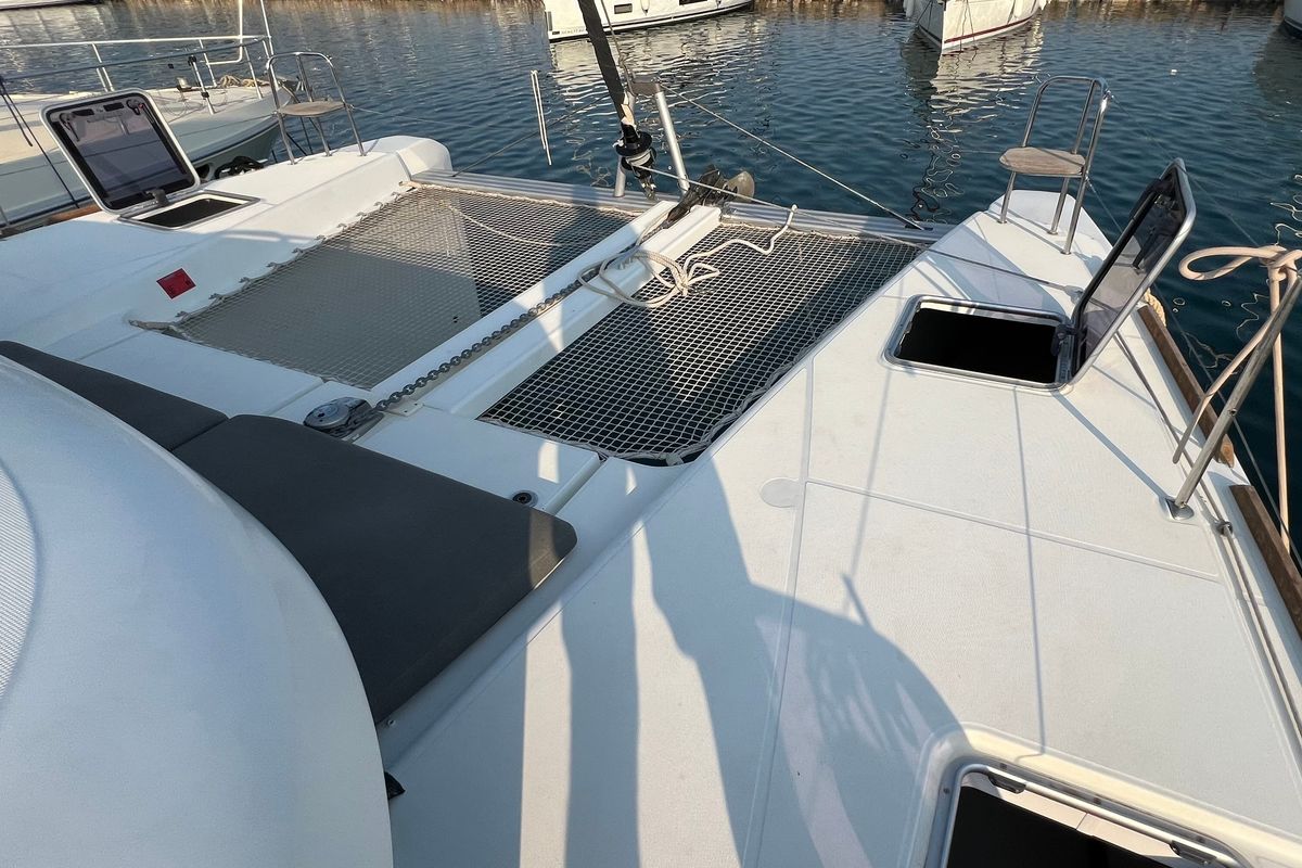 Deck of Andromeda, a Lagoon 40 catamaran at Athens, Greece