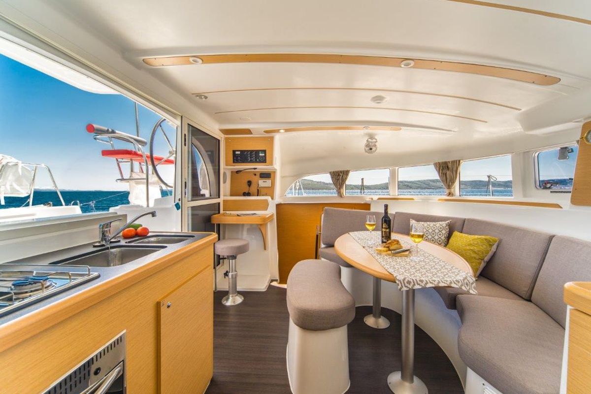 Salon of Maestro, a Lagoon 380 catamaran at Municipal Unit of Lefkada, Greece