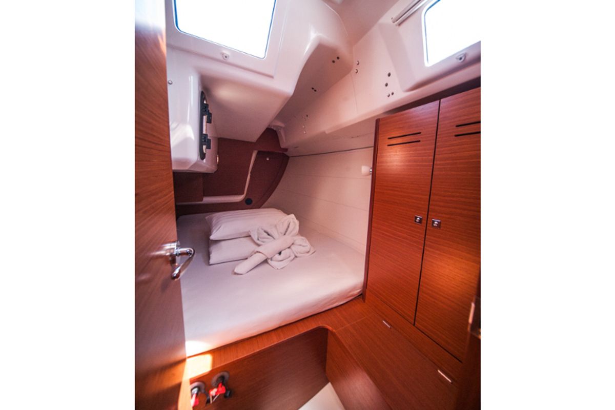 Cabin on Ronja, a Dufour 350 Grand Large sailboat at Primošten, Croatia