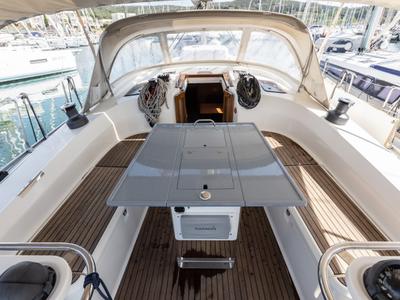 Deck of Cloe, a Bavaria 45 sailboat at La Spezia, Italy