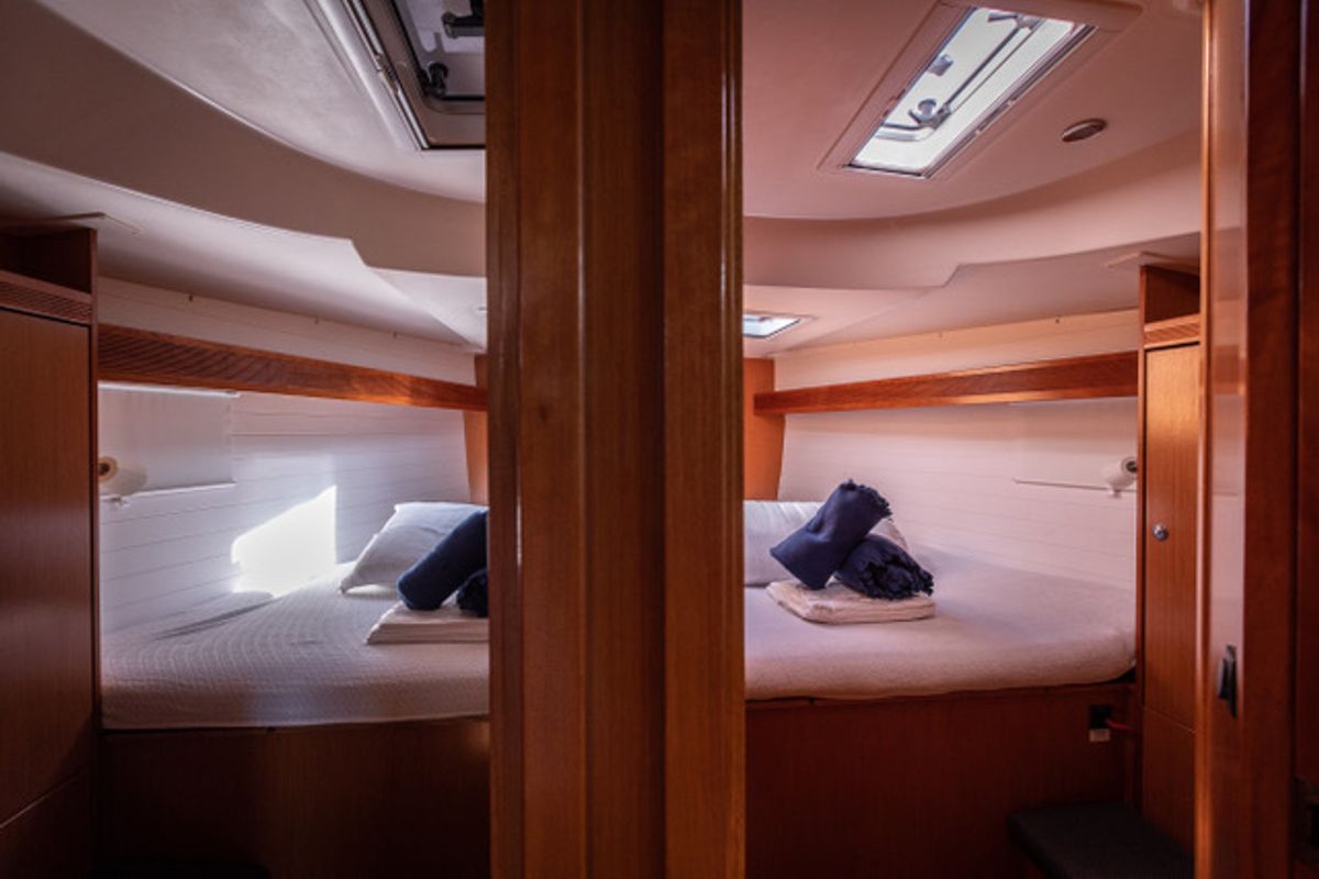 Cabin on Cloe, a Bavaria 45 sailboat at La Spezia, Italy