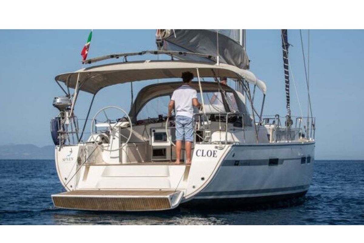Exterior view of Cloe, a Bavaria 45 sailboat at La Spezia, Italy