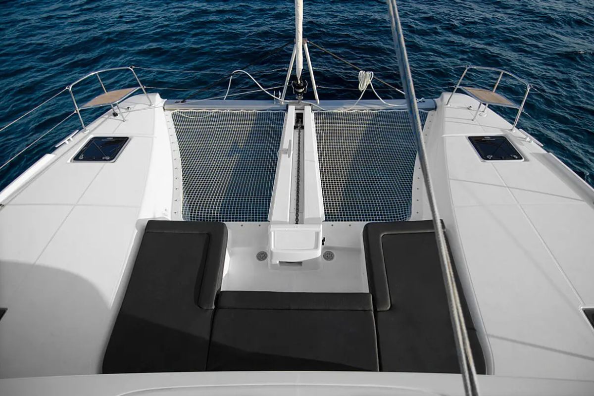 Deck of G. P, a Lagoon 46 catamaran at Athens, Greece
