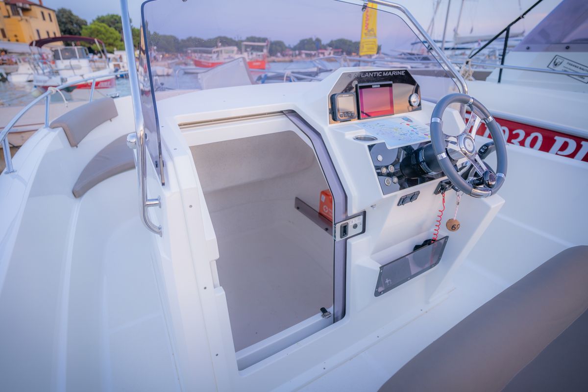 Cockpit of Atlantic Marine, a Atlantic 750 Open motorboat at Valbandon, Croatia