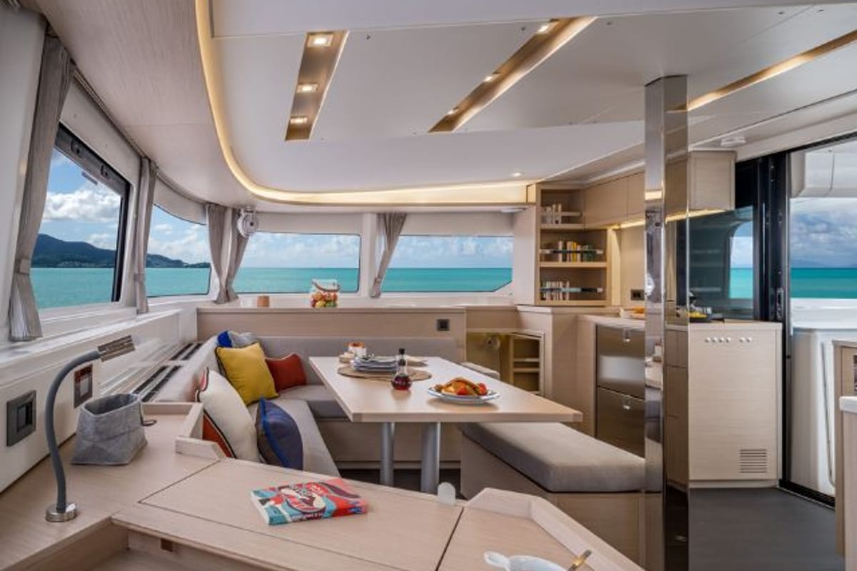 Salon of L46-22A, a Lagoon 46 catamaran at Athens, Greece