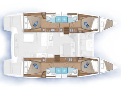 Floor plan of L46-22A, a Lagoon 46 catamaran at Athens, Greece