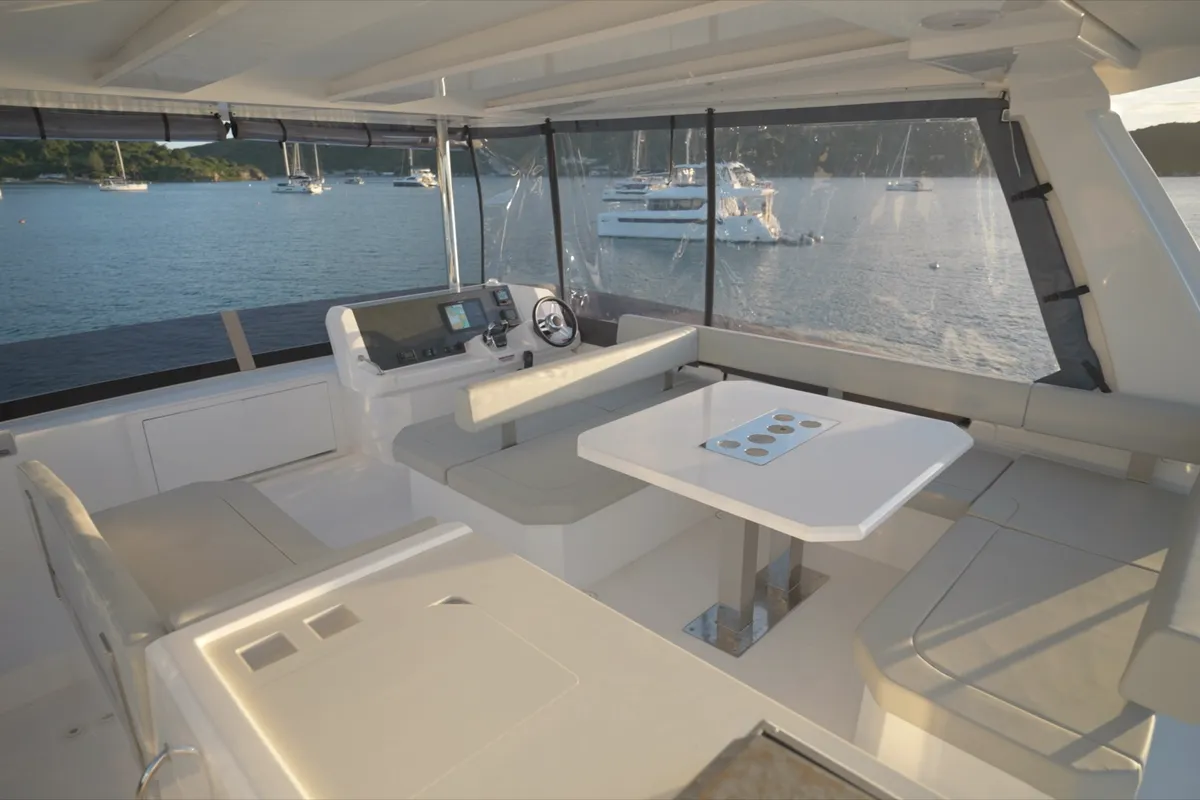 Cockpit of Moorings 403 PC Exclusive, a Leopard 40 PC catamaran at Road Town, British Virgin Islands