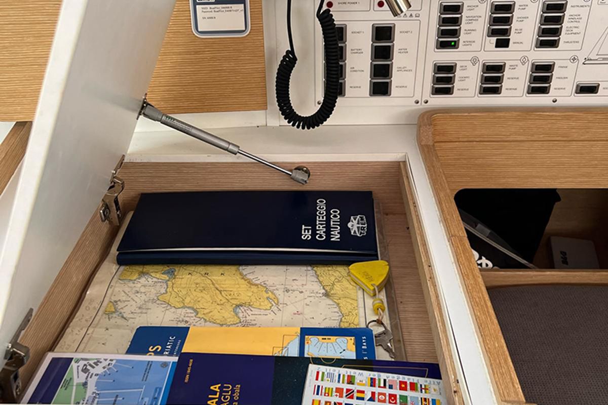 Salon of Heidi, a Elan Impression 45 sailboat at Punat, Croatia