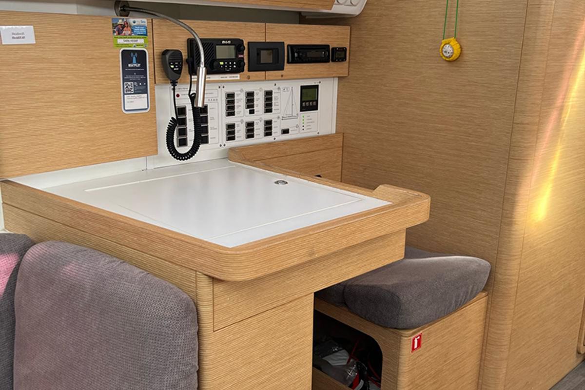 Salon of Heidi, a Elan Impression 45 sailboat at Punat, Croatia