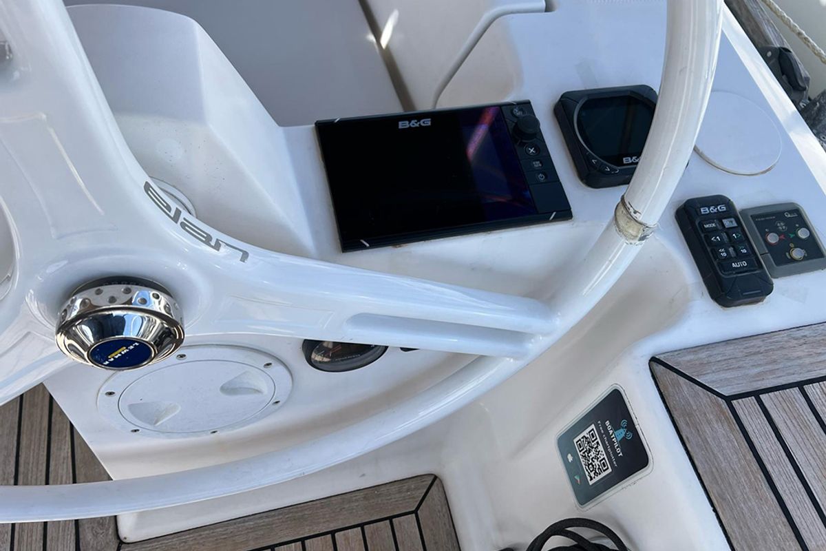Cockpit of Heidi, a Elan Impression 45 sailboat at Punat, Croatia