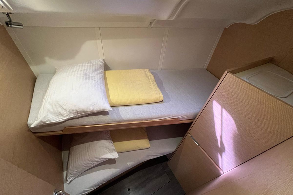 Cabin on Heidi, a Elan Impression 45 sailboat at Punat, Croatia