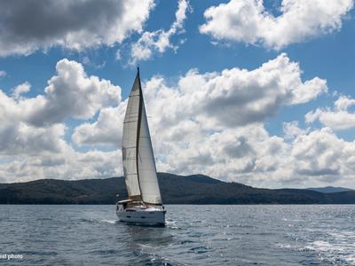 Exterior view of Asia, a Dufour 460 GL sailboat at Puntone di Scarlino, Italy
