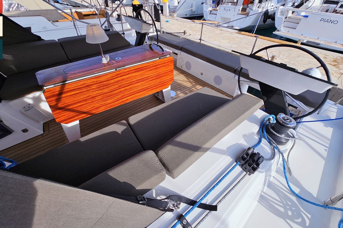 Deck of Ava (A/C & gen), a Dufour 41 sailboat at Općina Rogoznica, Croatia