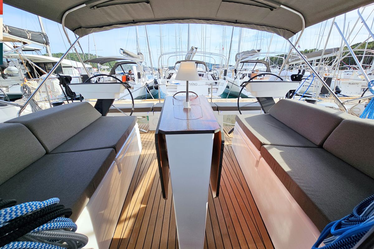Deck of Ava (A/C & gen), a Dufour 41 sailboat at Općina Rogoznica, Croatia