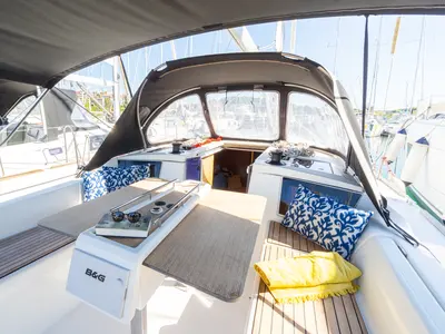 Cockpit of Draco, a Dufour 360 Grand Large sailboat at Grad Pula, Croatia