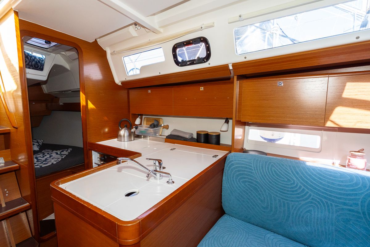 Galley of Draco, a Dufour 360 Grand Large sailboat at Grad Pula, Croatia